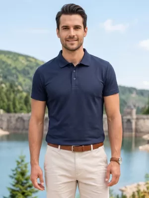 Muška majica s kragnom ALTISPORT NoPrint NP/ALM712 TAMNOPLAVA