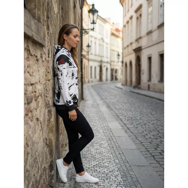  Ženska vrhunska funkcionalna majica ALTISPORT VOJ/ALW036MI01 APSTRAKCIJA BIJELA 