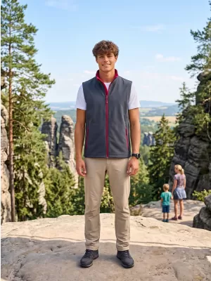 Muški softshell prsluk ALTISPORT NoPrint NP/ALM8211NJ ŽELJEZNO SIVA/CRVENA