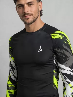 Muška premium funkcionalna kompresijska majica ALTISPORT VOJ/ALM039TR03 CRNA I ŽUTA