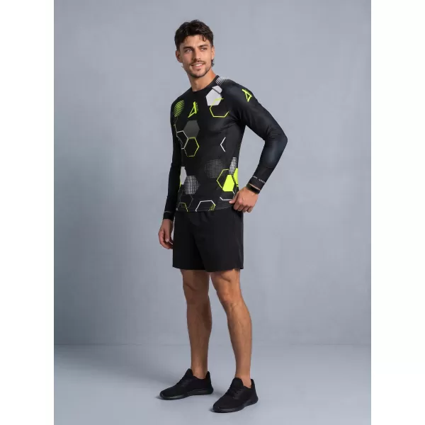  Muška premium funkcionalna kompresijska majica ALTISPORT VOJ/ALM037TR03 CRNA I ŽUTA 