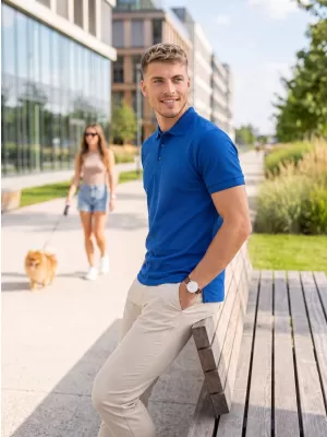 Muška majica s kragnom ALTISPORT NoPrint NP/ALM302 KRALJEVSKO PLAVA