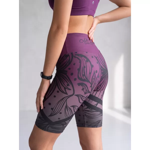  Ženske premium funkcionalne tajice iznad koljena ALTISPORT VOJ/ALW045LEG02 LJUBIČASTA/CRNA 