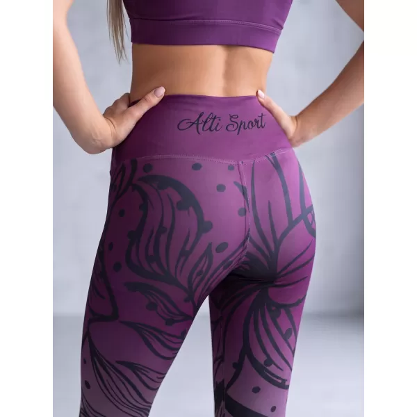  Ženske duge premium funkcionalne tajice ALTISPORT VOJ/ALW045LEG01 LJUBIČASTA/CRNA 