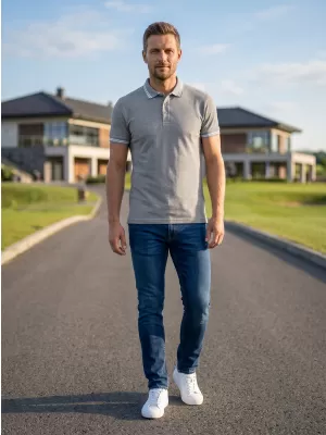 Muška majica s kragnom ALTISPORT NoPrint NP/ALM912 TAMNO SIVI ODSJAJI
