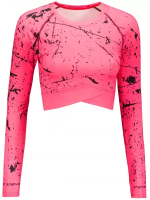 Ženski vrhunski funkcionalni skraćeni top s dugim rukavima ALTISPORT VOJ/ALW034TR04 FLUO RUŽIČASTA