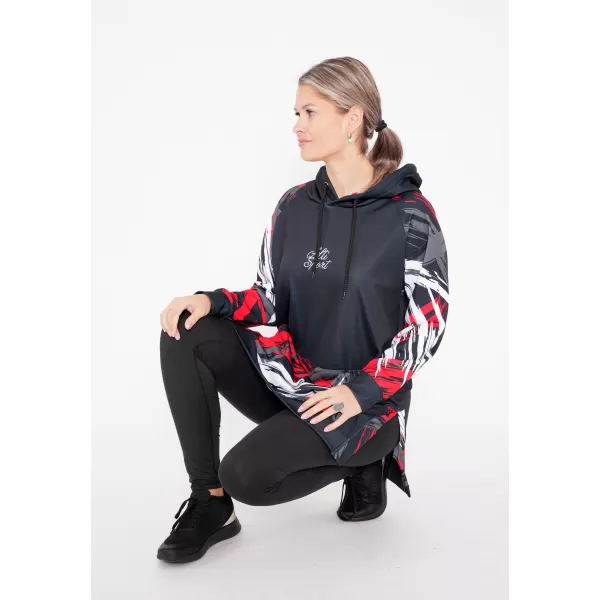  Ženski funkcionalni produljeni sweatshirt premium ALTISPORT VOJ/ALW039MI03 CRNO/CRVENO 