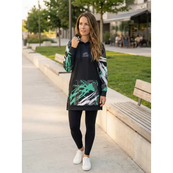 Ženski funkcionalni produljeni sweatshirt premium ALTISPORT VOJ/ALW039MI03 CRNO/TIRKIZNO 