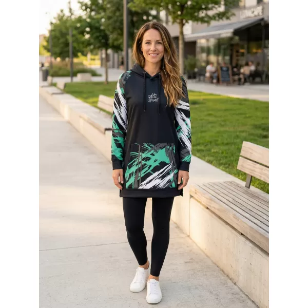  Ženski funkcionalni produljeni sweatshirt premium ALTISPORT VOJ/ALW039MI03 CRNO/TIRKIZNO 