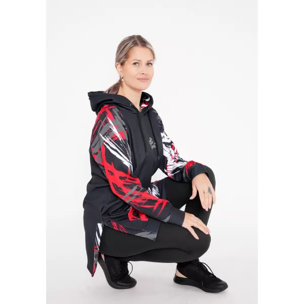 Ženski funkcionalni produljeni sweatshirt premium ALTISPORT VOJ/ALW039MI03 CRNO/CRVENO 