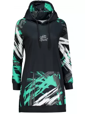 Ženski funkcionalni produljeni sweatshirt premium ALTISPORT VOJ/ALW039MI03 CRNO/TIRKIZNO