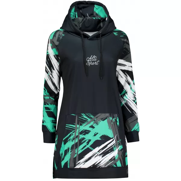  Ženski funkcionalni produljeni sweatshirt premium ALTISPORT VOJ/ALW039MI03 CRNO/TIRKIZNO 
