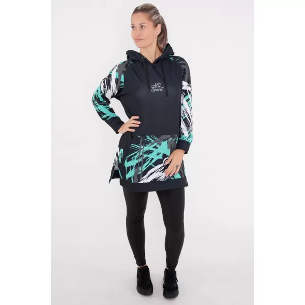  Ženski funkcionalni produljeni sweatshirt premium ALTISPORT VOJ/ALW039MI03 CRNO/TIRKIZNO 