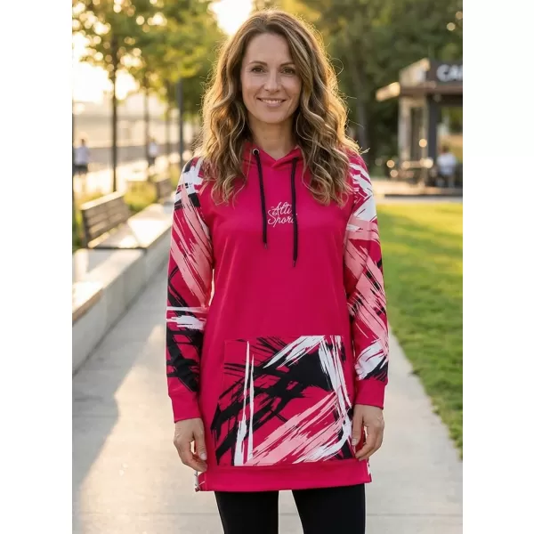  Ženski funkcionalni produljeni sweatshirt premium ALTISPORT VOJ/ALW039MI03 VIVA MAGENTA 