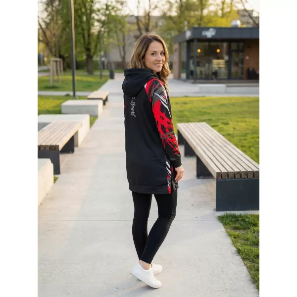  Ženski funkcionalni produljeni sweatshirt premium ALTISPORT VOJ/ALW039MI03 CRNO/CRVENO 