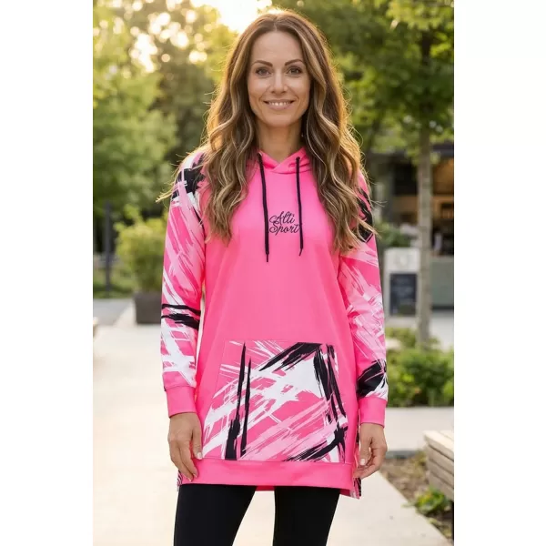  Ženski funkcionalni produljeni sweatshirt premium ALTISPORT VOJ/ALW039MI03 FLUO RUŽIČASTA 