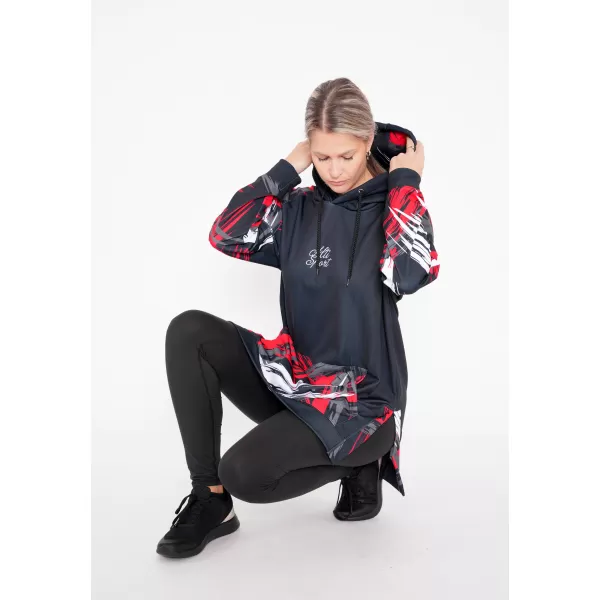  Ženski funkcionalni produljeni sweatshirt premium ALTISPORT VOJ/ALW039MI03 CRNO/CRVENO 