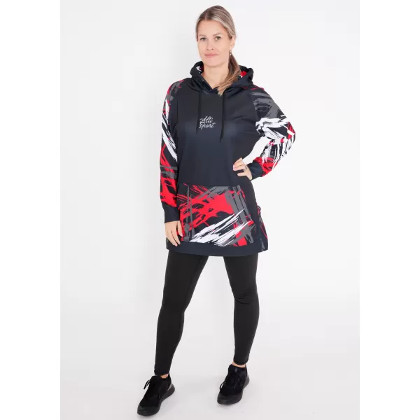  Ženski funkcionalni produljeni sweatshirt premium ALTISPORT VOJ/ALW039MI03 CRNO/CRVENO 