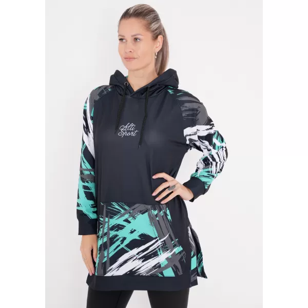  Ženski funkcionalni produljeni sweatshirt premium ALTISPORT VOJ/ALW039MI03 CRNO/TIRKIZNO 