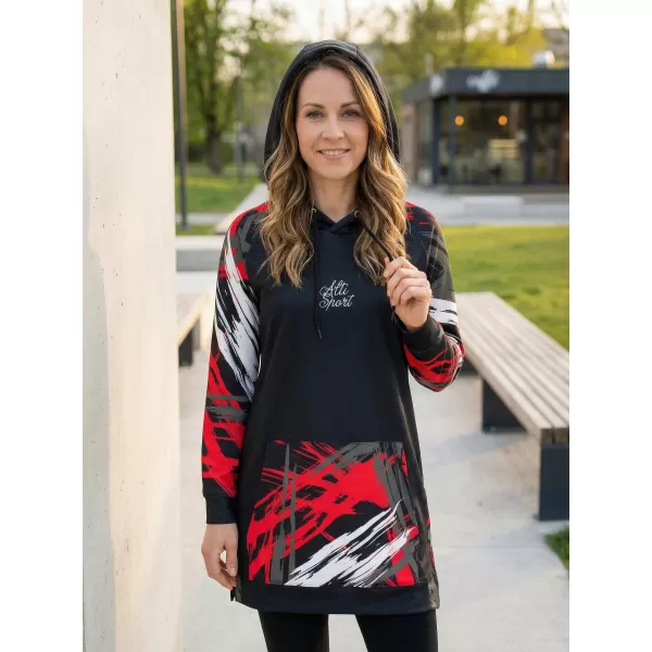  Ženski funkcionalni produljeni sweatshirt premium ALTISPORT VOJ/ALW039MI03 CRNO/CRVENO 