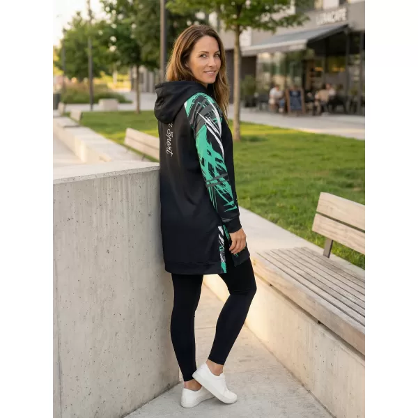  Ženski funkcionalni produljeni sweatshirt premium ALTISPORT VOJ/ALW039MI03 CRNO/TIRKIZNO 