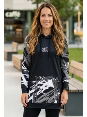 Ženski funkcionalni produljeni sweatshirt premium ALTISPORT VOJ/ALW039MI03 CRNO/BIJELO