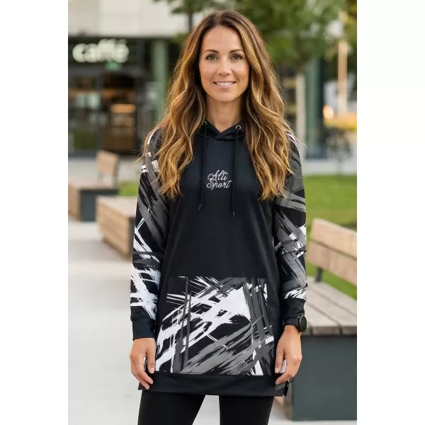  Ženski funkcionalni produljeni sweatshirt premium ALTISPORT VOJ/ALW039MI03 CRNO/BIJELO 