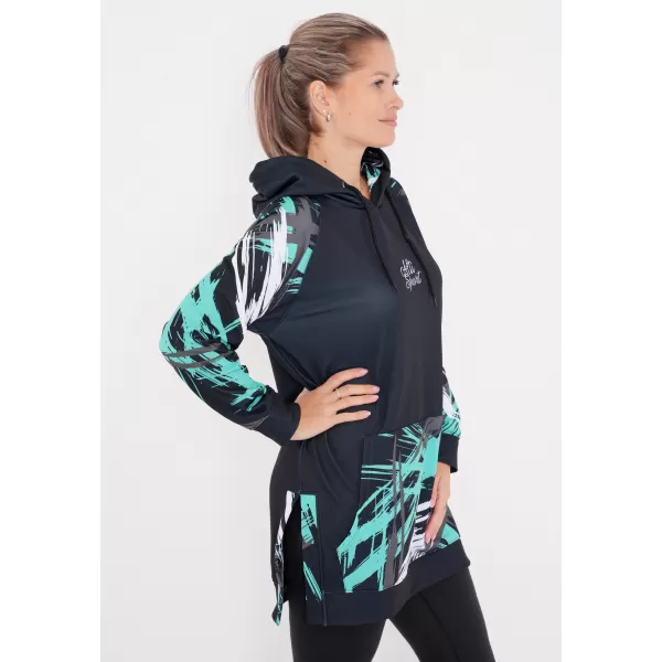  Ženski funkcionalni produljeni sweatshirt premium ALTISPORT VOJ/ALW039MI03 CRNO/TIRKIZNO 