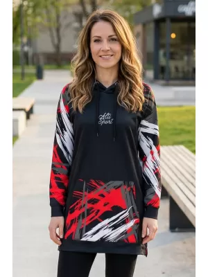 Ženski funkcionalni produljeni sweatshirt premium ALTISPORT VOJ/ALW039MI03 CRNO/CRVENO