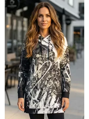 Ženski funkcionalni produljeni sweatshirt premium ALTISPORT VOJ/ALW018MI03 CRNO-BIJELO