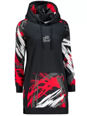 Ženski funkcionalni produljeni sweatshirt premium ALTISPORT VOJ/ALW039MI03 CRNO/CRVENO