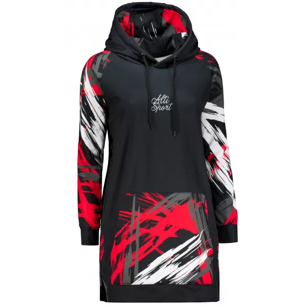  Ženski funkcionalni produljeni sweatshirt premium ALTISPORT VOJ/ALW039MI03 CRNO/CRVENO 