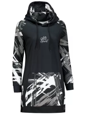 Ženski funkcionalni produljeni sweatshirt premium ALTISPORT VOJ/ALW039MI03 CRNO/BIJELO