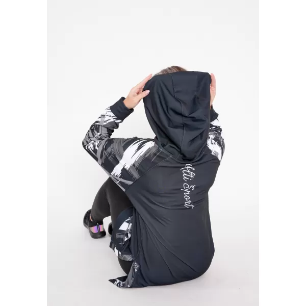  Ženski funkcionalni produljeni sweatshirt premium ALTISPORT VOJ/ALW039MI03 CRNO/BIJELO 