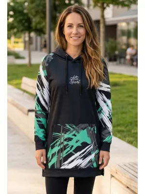 Ženski funkcionalni produljeni sweatshirt premium ALTISPORT VOJ/ALW039MI03 CRNO/TIRKIZNO
