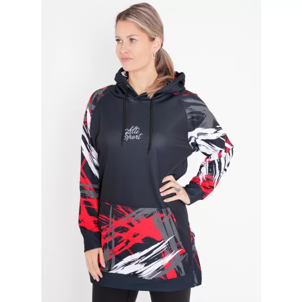  Ženski funkcionalni produljeni sweatshirt premium ALTISPORT VOJ/ALW039MI03 CRNO/CRVENO 