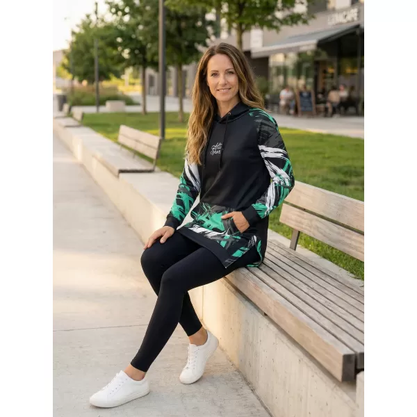  Ženski funkcionalni produljeni sweatshirt premium ALTISPORT VOJ/ALW039MI03 CRNO/TIRKIZNO 