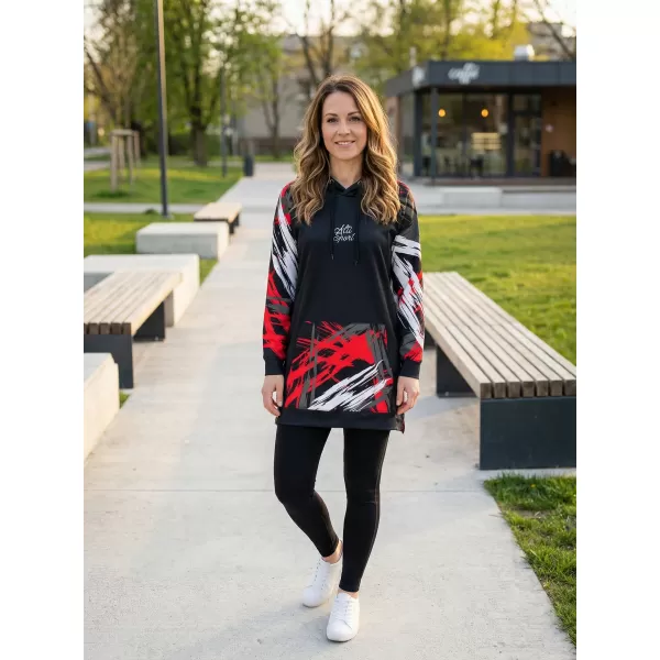  Ženski funkcionalni produljeni sweatshirt premium ALTISPORT VOJ/ALW039MI03 CRNO/CRVENO 