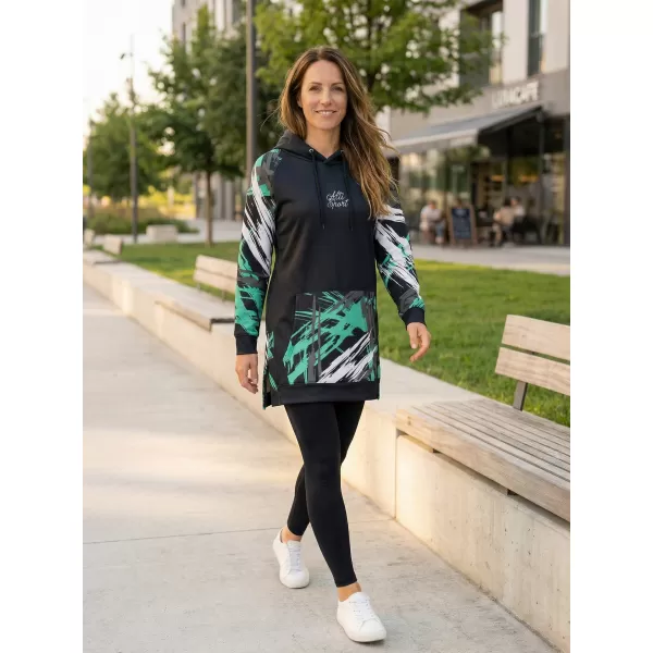  Ženski funkcionalni produljeni sweatshirt premium ALTISPORT VOJ/ALW039MI03 CRNO/TIRKIZNO 