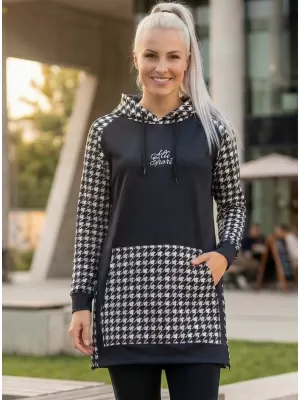 Ženski funkcionalni produljeni sweatshirt premium ALTISPORT VOJ/ALW048MI03 CRNO-BIJELO