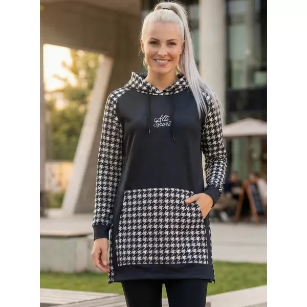  Ženski funkcionalni produljeni sweatshirt premium ALTISPORT VOJ/ALW048MI03 CRNO-BIJELO 