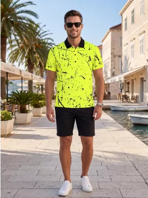 Muška funkcionalna majica kratkih rukava s vrhunskom kragnom ALTISPORT VOJ/ALM034TR05 NEON ŽUTA