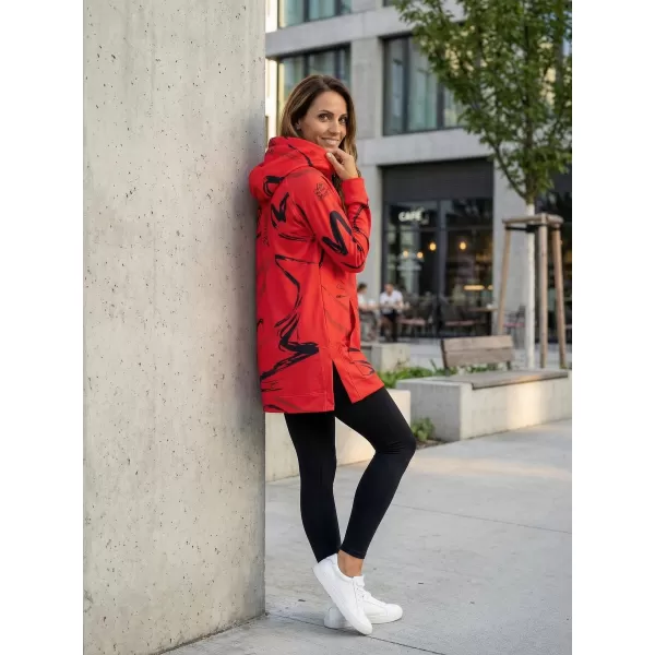  Ženski funkcionalni produljeni sweatshirt premium ALTISPORT VOJ/ALW049MI03 CRVENA I CRNA 