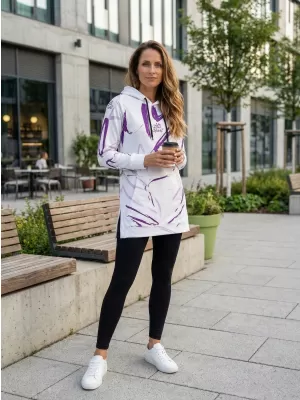 Ženski funkcionalni produljeni sweatshirt premium ALTISPORT VOJ/ALW049MI03 BIJELO/LJUBIČASTO