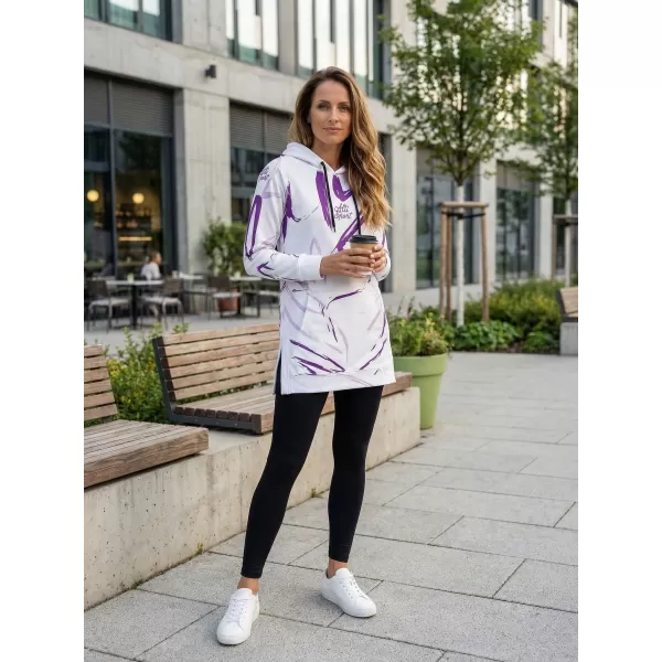  Ženski funkcionalni produljeni sweatshirt premium ALTISPORT VOJ/ALW049MI03 BIJELO/LJUBIČASTO 