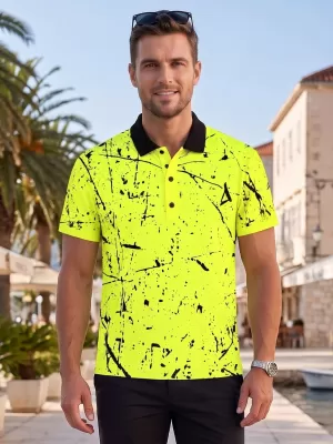 Muška funkcionalna majica kratkih rukava s vrhunskom kragnom ALTISPORT VOJ/ALM034TR05 NEON ŽUTA