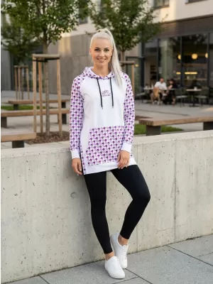 Ženski funkcionalni produljeni sweatshirt premium ALTISPORT VOJ/ALW048MI03 BIJELO/LJUBIČASTO
