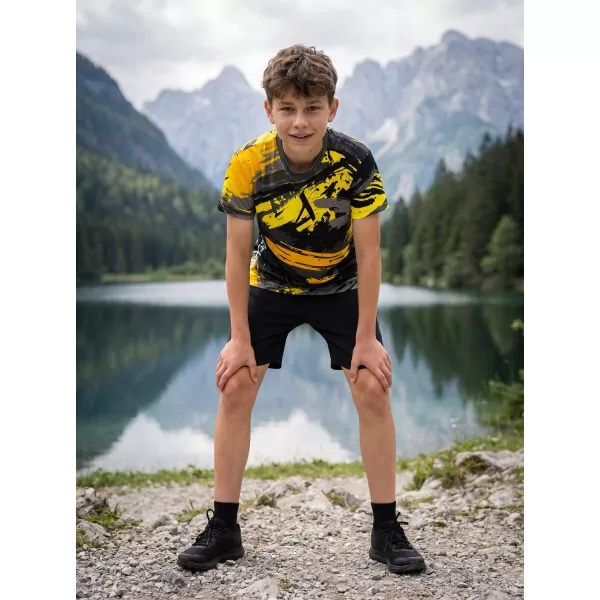  Dječja premium funkcionalna majica ALTISPORT VOJ/ALK014TR01 CRNA I ŽUTA 