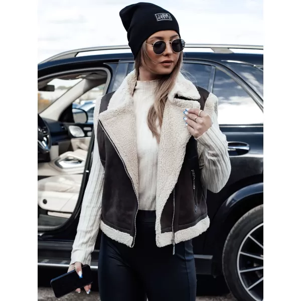  Prsluk DSTREET WOOLZIP TY4746 ČERNÁ/KARAMELOVÁ CRNA/SMEĐA 