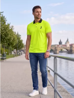 Muška funkcionalna majica kratkih rukava s vrhunskom kragnom ALTISPORT VOJ/ALM000TR05 NEON ŽUTA